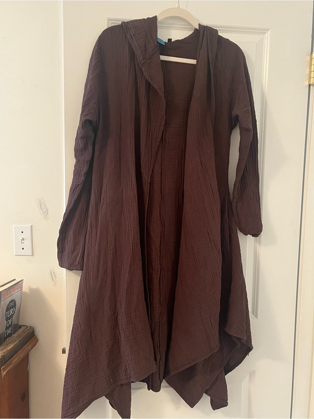 Blessed Lotus Clothing brown cotton duster hooded cardigan gauze handmade